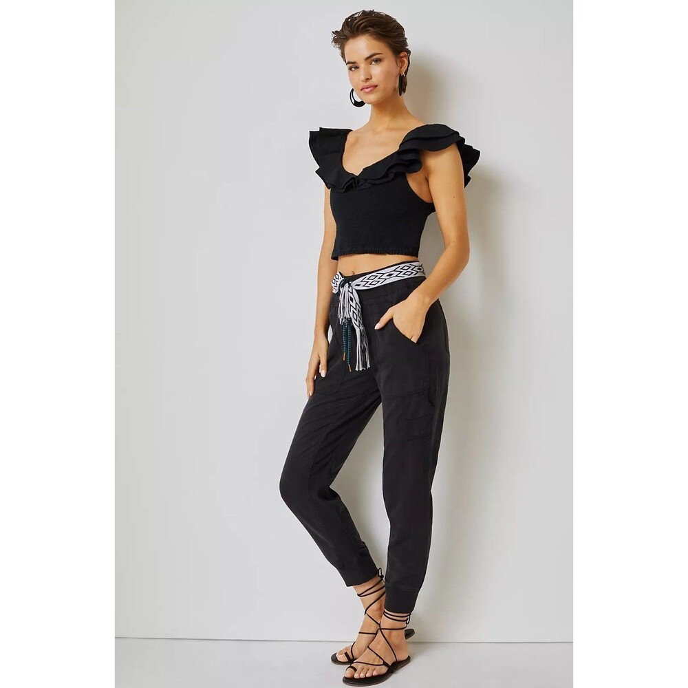 Anthropologie The Nomad Black Cargo Joggers Size M Boho Utility Pants